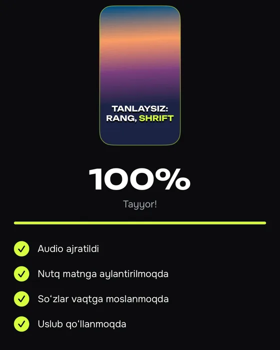 Nutq matnga aylantirildi: 100% tayyor