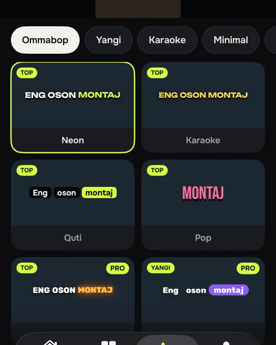 Subtitr uslublari: Neon, Karaoke, Quti, Pop